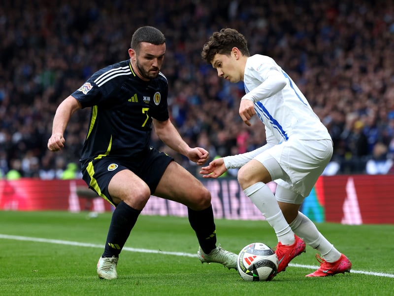 Put in an excellent weighed cross for Ferguson in the opening stages that probably deserved more. Unlucky with a shot that hit the post early in the second period. Was one of Scotland's key creators with some marauding runs down the left, where he combined well with Robertson.