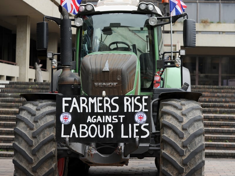 Tractors in the Guildhall Square. Picture: Sarah Standing (240325-3789)