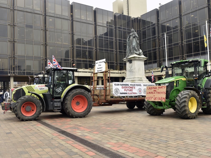 Tractors in the Guildhall Square. Picture: Sarah Standing (240325-894)