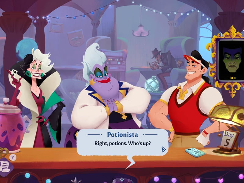 A visual novel game, in Disney Villains Cursed Café the player has the hopes and dreams of classic Disney Villains in their hands. The potions you make will influence the lives of Villains including Ursula, Cruella de Vil, Gaston and more - and surprise, the game is out now.