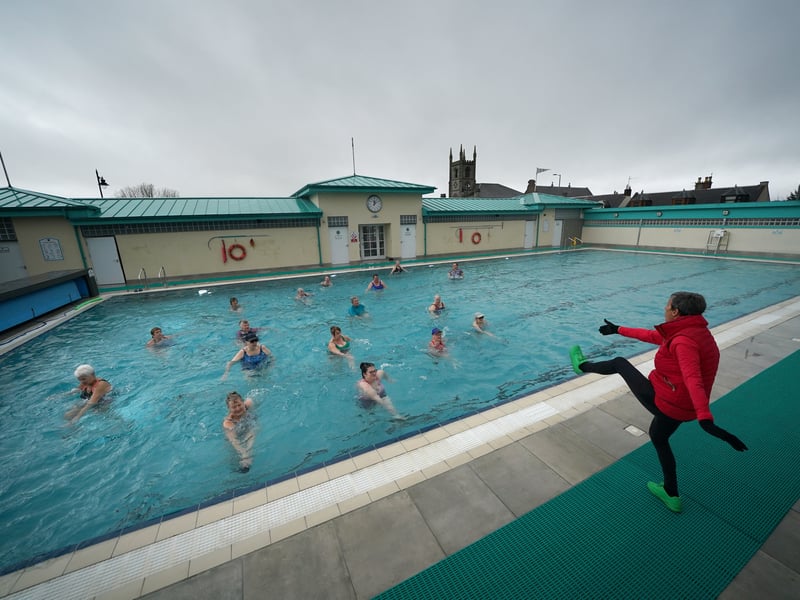 Mary running her fitness class in the new pool
