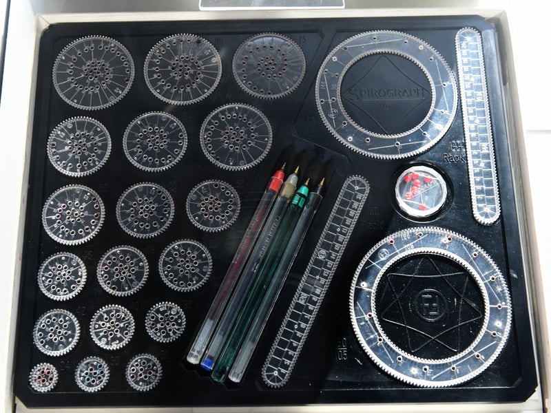The famous Spirograph geometric drawing device was invented by Leeds engineer Denys Fisher in the early 60s, though similar toys had existed for many years beforehand. Spirograph remains popular today.