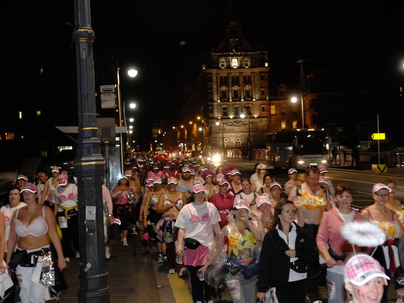 The Edinburgh Moonwalk crosses North Bridge in June 2009.
