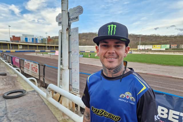 Tai Woffinden picture at Owlerton in 2025, Sadly, serious injury meant he was unable to ride for the club. Photo: David Kessen, National World