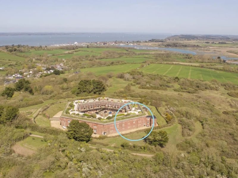 The three-bedroom house at Golden Hill Fort, a striking old Victorian fortress on the Isle of Wight, is listed for sale with a guide price of £295,000
