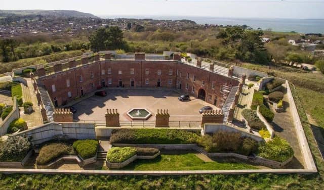 The stunning roof garden at Golden Hill Fort, an old Victorian fortress on the Isle of Wight, where a three-bedroom house is for sale with a guide price of £295,000