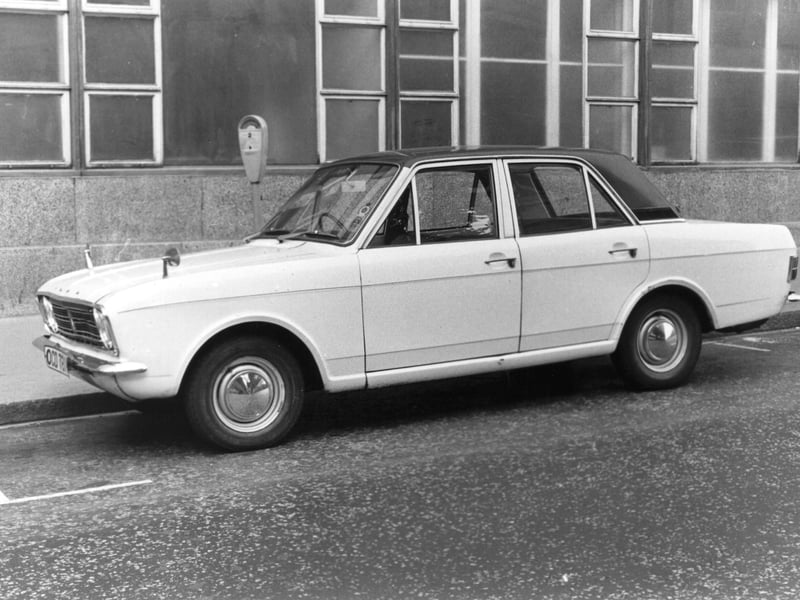 The Ford Cortina was the UK's most popular car during the 1970s. Pictured here in 1973 is a Ford Cortina Mark II. The last Cortina was produced in 1982, and it was replaced by the Sierra.