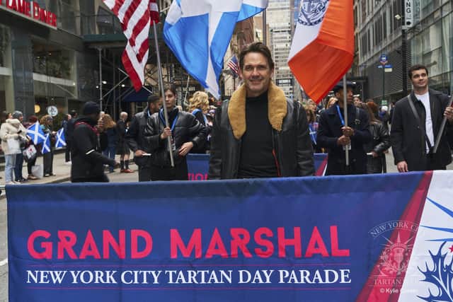 The latest Scot to be given the honour of being Grand Marshal of the Tartan Day Parade was actor Dougray Scott. The 'Mission: Impossible 2' star won both an International Emmy and a BAFTA for acting for his performance in the Scottish crime drama series 'Crime'.
