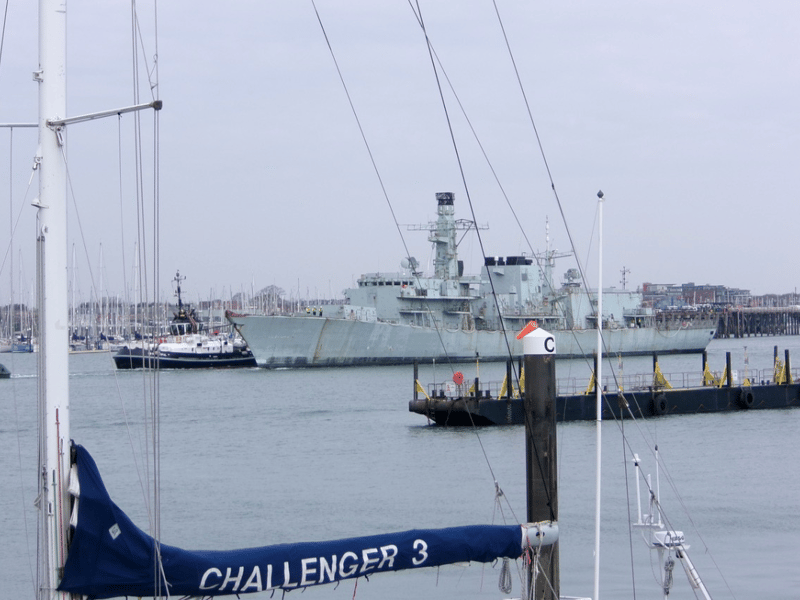 HMS Monmouth left Portsmouth for the final time on April 3 after she was sold to Turkey to be scrapped.
