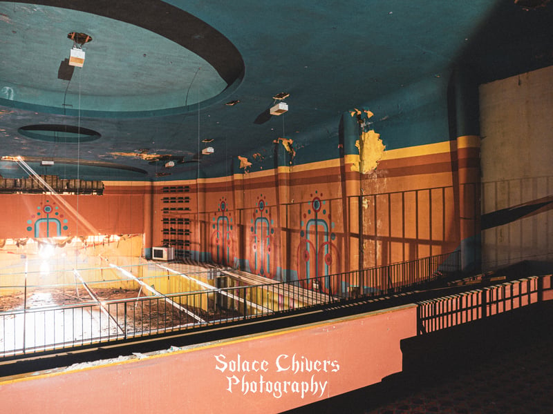 Inside what was once a cinema. Image; Solace Chivers