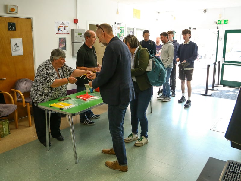 Beer drinkers arriving at the event