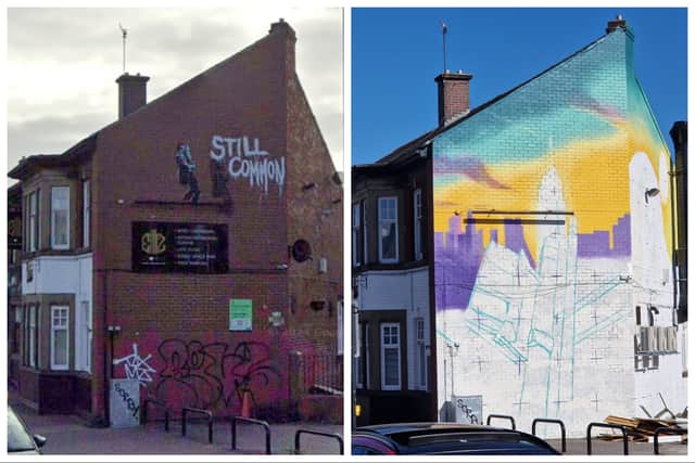 One of Bubba 2000's 'Still Common' pieces featuring Jarvis Cocker, on the side of the former Royal National Pub, has been painted over.