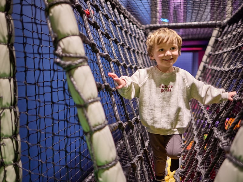 With double the capacity of the previous Soft Play, up to 200 lively kids can climb, bounce and play in the huge interactive and sensory space.