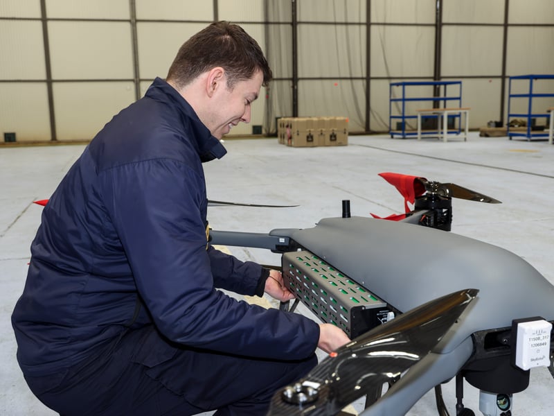 Sailors at drone unit 700X Naval Air Squadron make preparations for Operation Highmast, the deployment of the Royal Navy's Carrier Strike Group to the Far East this year.