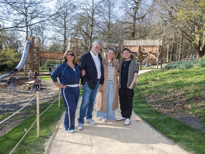 David Lascelles, Earl of Harewood, with Emmerdale stars Natalie J. Robb, Amy Walsh and Ash Palmisciano.