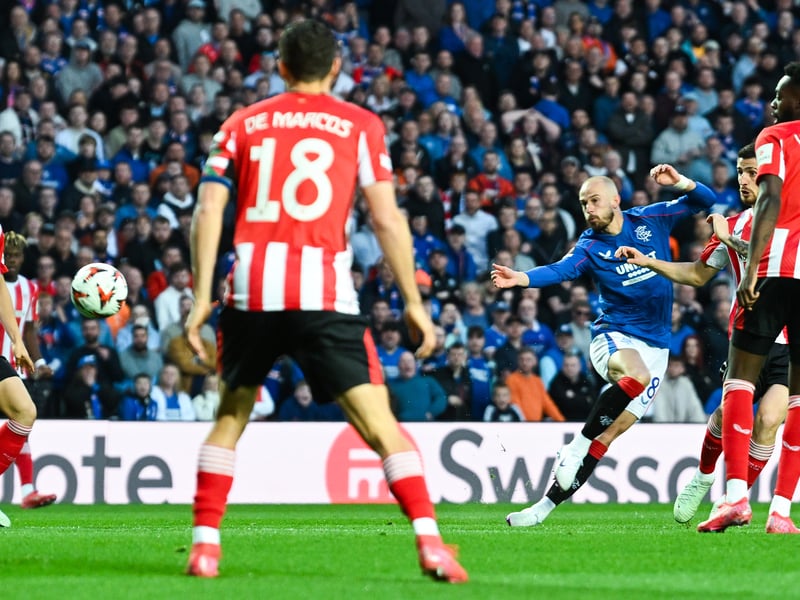 Went close with an early chance and helped Rangers get up the pitch after they went down to 10. Faded a little as the game wore on, with the home side forced back due to man disadvantage.