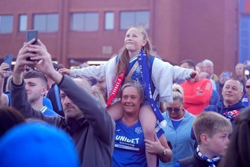 Rangers fans outside the stadium before the UEFA Europa League quarter-final.