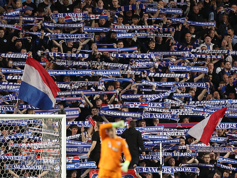 Rangers fans during the game Athletic Bilbao.