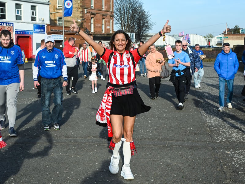 Athletic Bilbao fans before UEFA Europa League Quarter-Final at Ibrox.