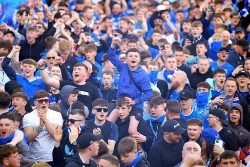Rangers fans outside the stadium ahead of the UEFA Europa League quarter-final.