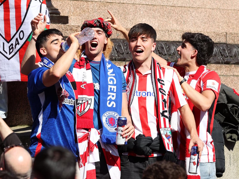 Fans of Athletic Club in Glasgow City Centre before the UEFA Europa League Quarter-Final.