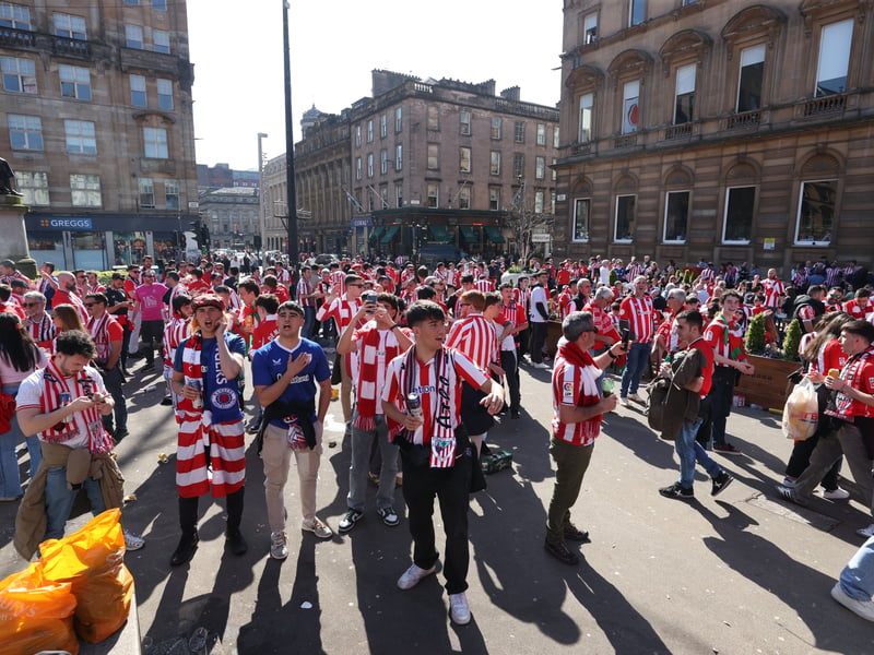 Fans of Athletic Club in Glasgow City Centre before the UEFA Europa League Quarter-Final.