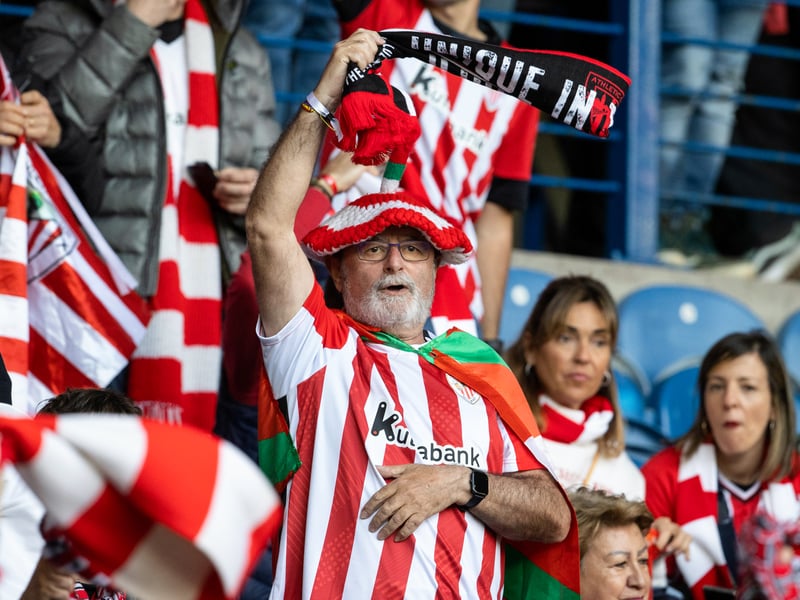 Athletic Bilbao fans take in the atmosphere ahead of the game.