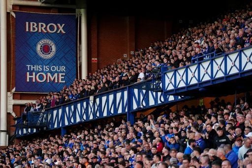 Rangers fans during the UEFA Europa League quarter-final, first leg match at Ibrox.