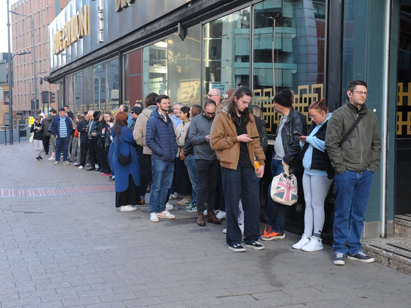 Part of the queue at Jumbo Records.