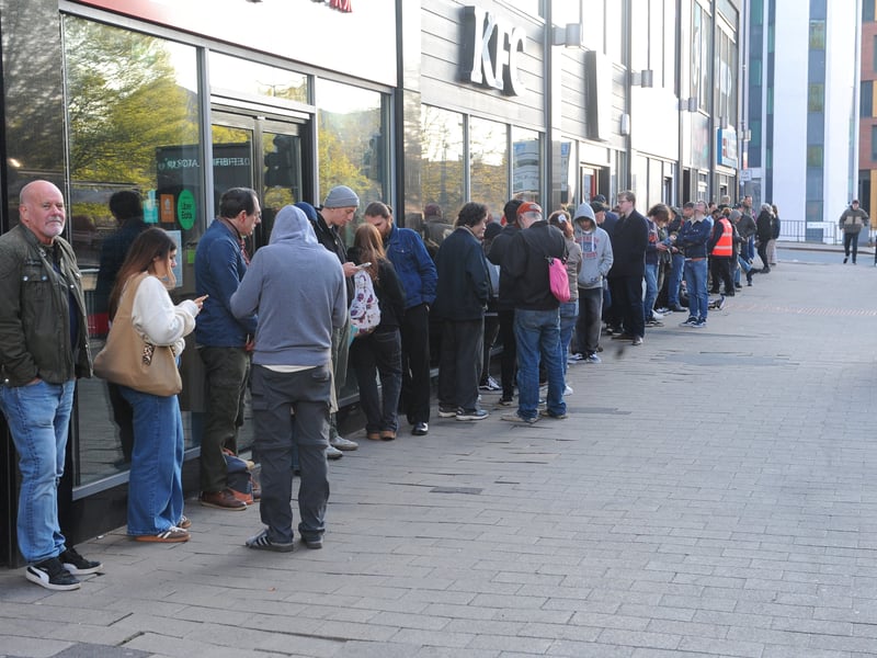 Dozens queued outside Jumbo Records, located inside the Leeds Merrion Centre.