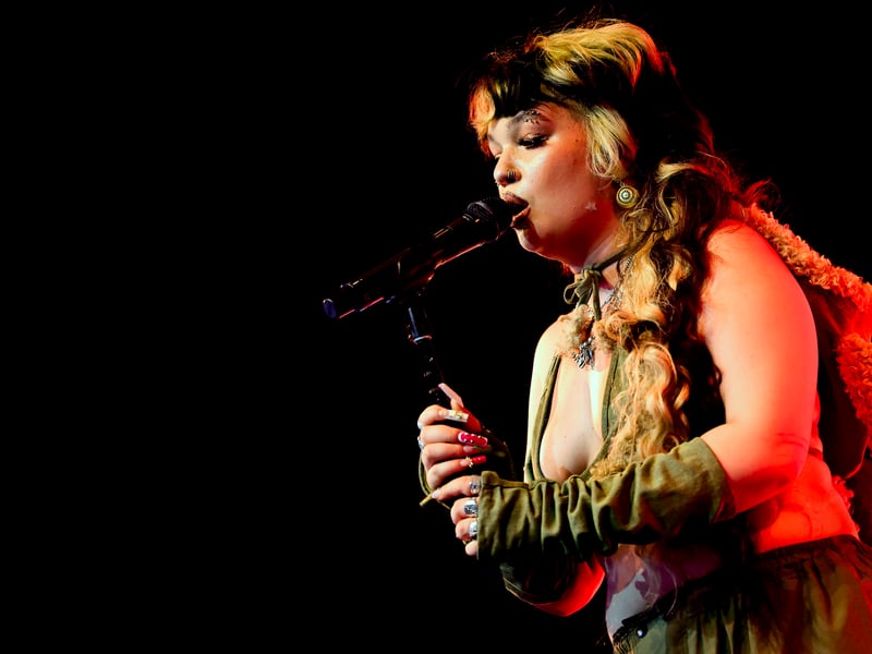 Lola Young performs at the Mojave Tent during the 2025 Coachella Valley Music and Arts Festival at Empire Polo Club on April 11, 2025 in Indio, California.