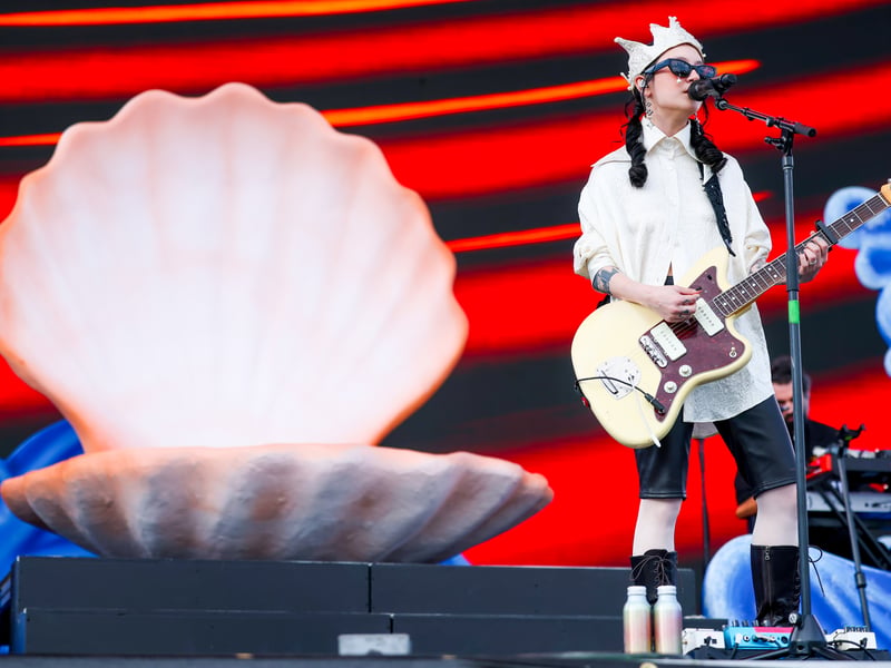 Michelle Zauner of Japanese Breakfast performs at Outdoor Theatre during the 2025 Coachella Valley Music and Arts Festival at Empire Polo Club on April 12, 2025 in Indio, California.