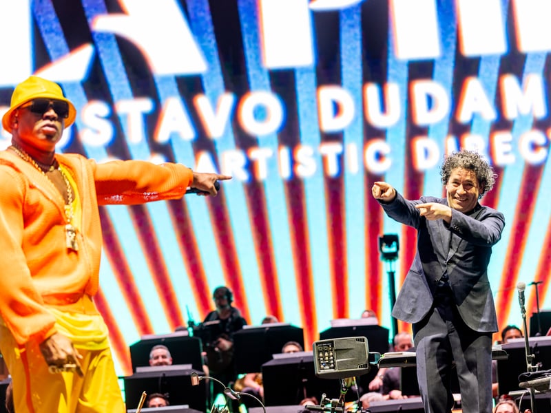 LL Cool J and Gustavo Dudamel & LA Phil the perform at the Outdoor Theatre at the 2025 Coachella Valley Music And Arts Festival on April 12, 2025 in Indio, California.