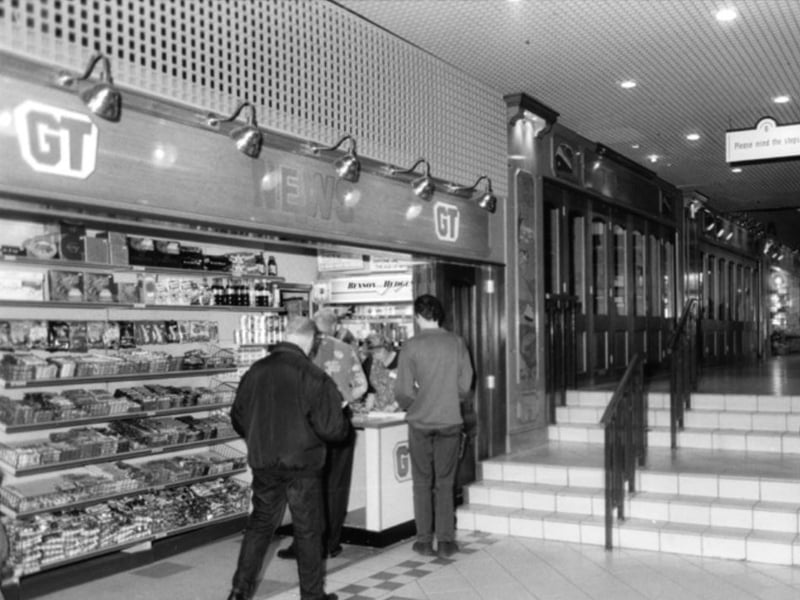GT News at the Church Street entrance to Orchard Square shopping centre, Sheffield, in May 1997