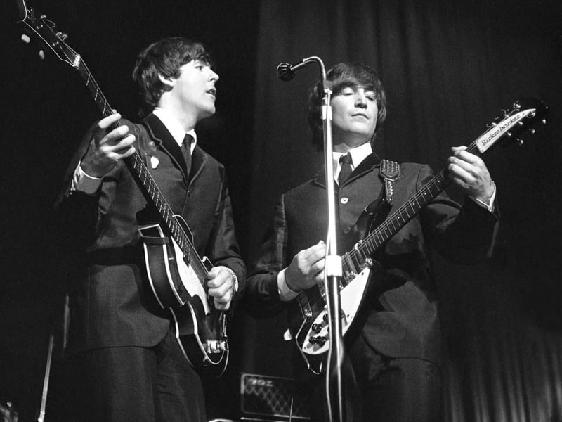 Paul McCartney and John Lennon on stage at the ABC Theatre in Huddersfield, November 22, 1963. Mr Beriff said: "This was the day their single 'I Want to Hold Your Hand' was released and this venue was the first time they had performed the number in front of a live audience."