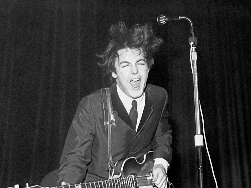 Paul McCartney playing Twist & Shout on stage at the ABC Theatre in Huddersfield. This picture was later used by the editors of Life Magazine, which inspired Mr Berriff to get into photography, for the cover of a book about Paul McCartney, which Mr Berriff said was a "full circle" moment.