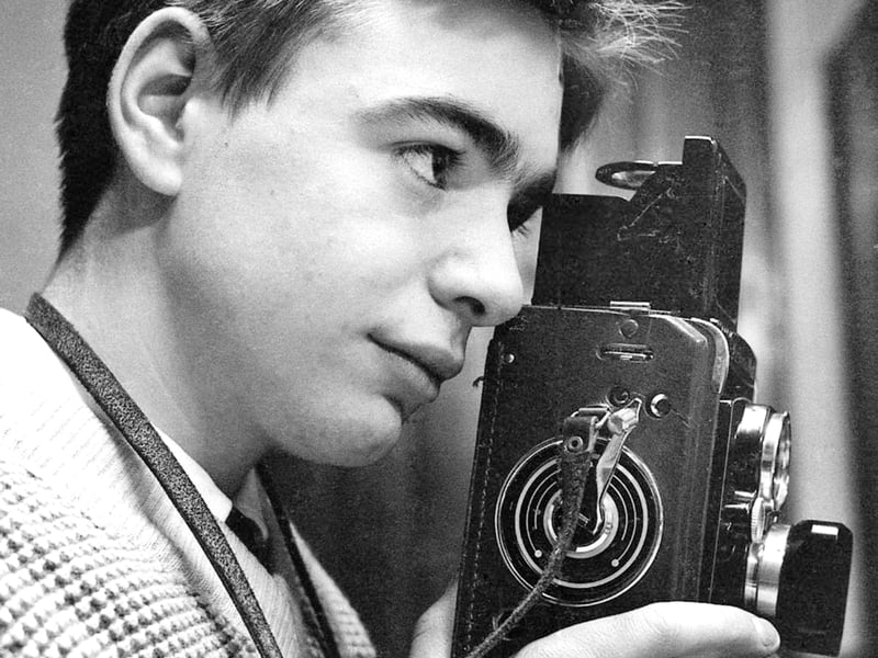 Paul Berriff getting used to using his Rolleiflex camera while photographing The Beatles at 16-years-old.