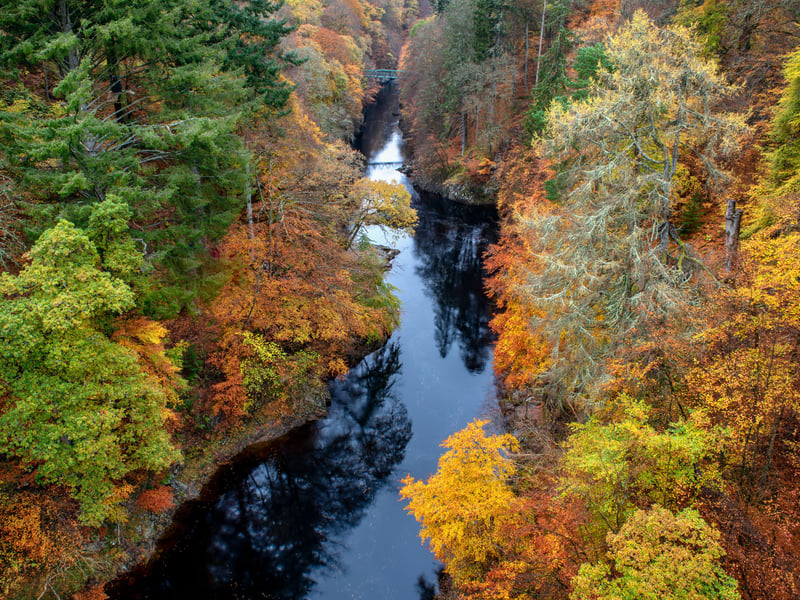 In 1698 Killiecrankie, located just to the north of Pitlochry, was the scene of one of the bloodiest battles in Scottish history. Today it's a glorious walk, particularly in the autumn, with spectacular views from a footbridge over the wooded gorge. Last year 184,459 visited and saw Soldier’s Leap, the spot where a Redcoat soldier leapt 18ft across the raging River Garry, fleeing the Jacobites.