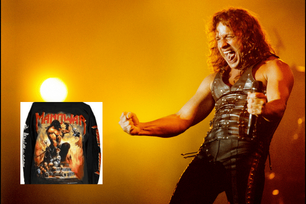 Long-sleeved vintage band t-shirts featuring elaborate artwork inspired by specific songs or albums, coupled with extensive tour date listings on the sleeves, like this Manowar shirt from their 1994 "Agony And Ecstasy" tour, are highly prized by collectors. Such shirts represent a unique piece of a band's history and a specific musical work, making them particularly desirable for dedicated fans.