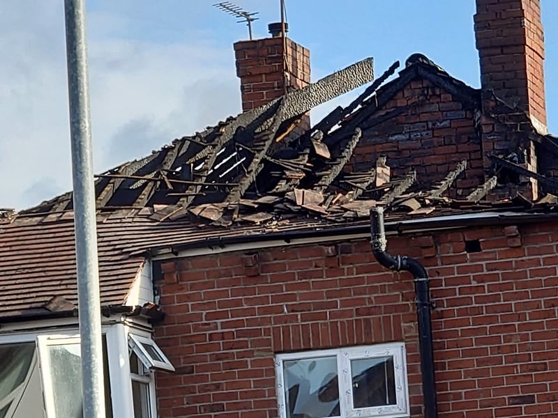 Firefighters discovered a blaze in the roof of the semi-detached property.
