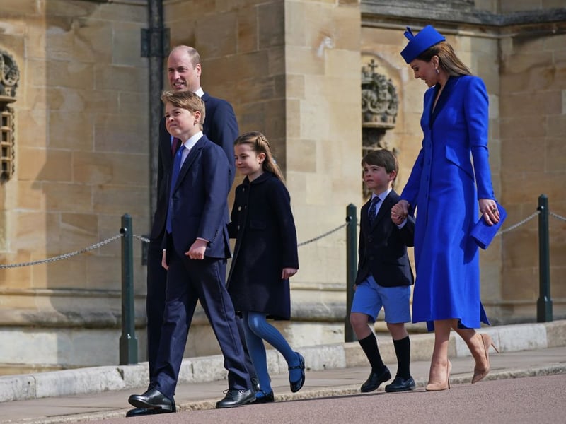  In 2023, Catherine, Princess of Wales, opted for a royal blue Catherine Walker coat dress and  matching Lock & Co. hat