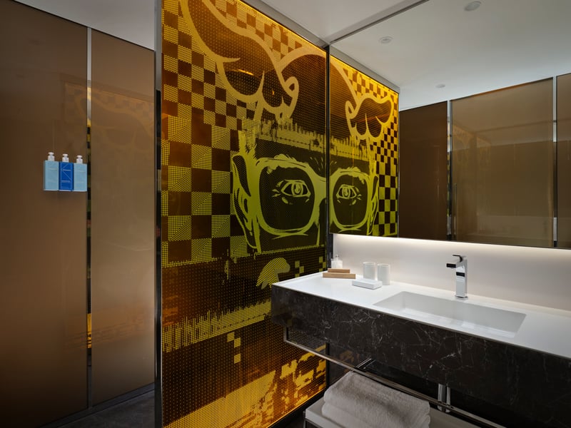 Amazing artwork inside the bathroom created with lights