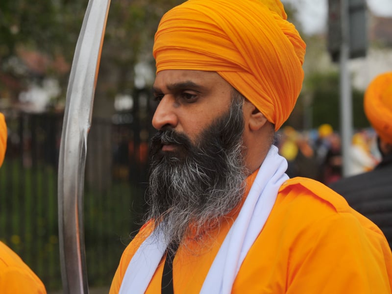 A participant in this years Vaisakhi parade in Leeds.