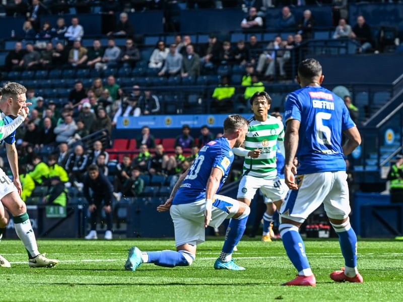Good early interception almost allowed a break for the home side, blocked well from a Callum McGregor on the edge of the area, but it meant little as Celtic ended the game within 12 minutes.