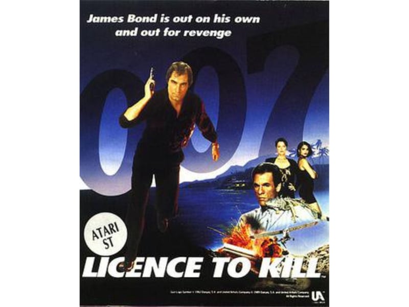 By the time '007: Licence to Kill' was released in 1989 there was pretty much a formula for film tie-in computer games - namely, take a few scenes from the film and shoe-horn them into familiar video game shooting, platform and racing formats. There are six levels in thisgame inclding a car racing section, helicopted chase, underwater diving and water-skiing. It was availabel from the Amiga, Amstrad CPC, Atari ST, BBC Micro, Commodore 64, DOS, MSX and ZX Spectrum.