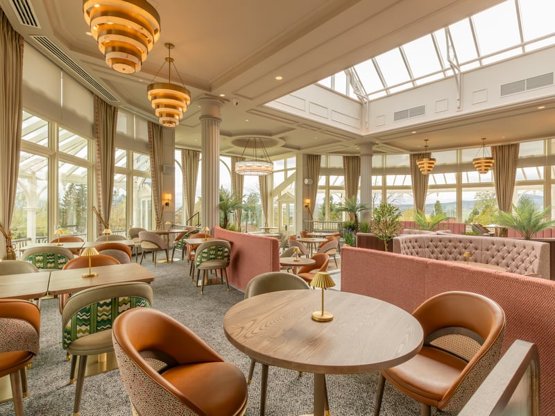 The Winter Garden retains all the elements of a traditional Victorian Winter Garden - airy, elegant and full of charm with Crieff Hydro’s glass-house space reimagined to flow from day to night. 
