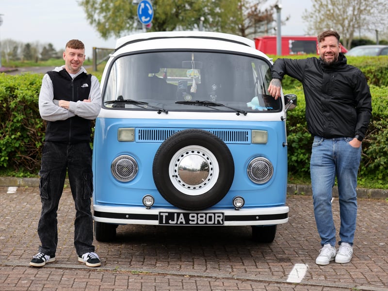 Car enthusiasts rushed to Port Solent to showcase their love for vintage camper vans. Pictured is Paul Matthews and Terry Bolton