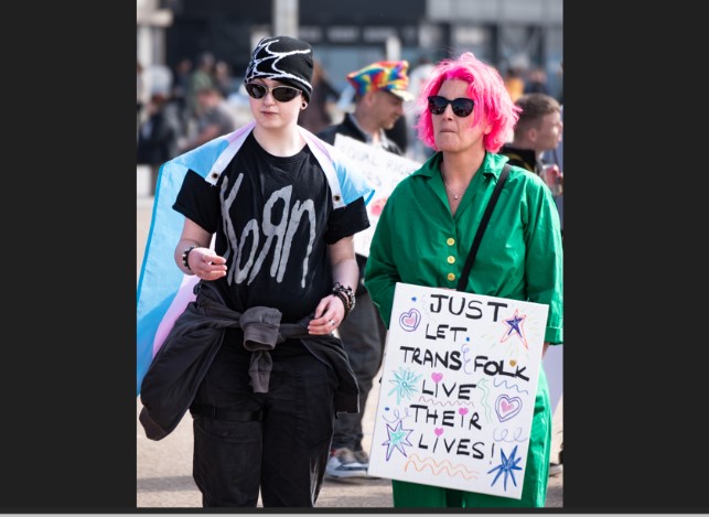 Placard point - the pro-trans rally on Blackpool's Comedy Carpet