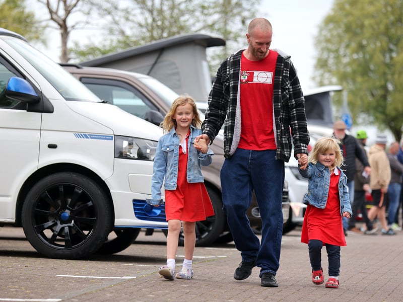 Pictured is Karl Dowell with Rex, 6, and Aya, 4, at the event.