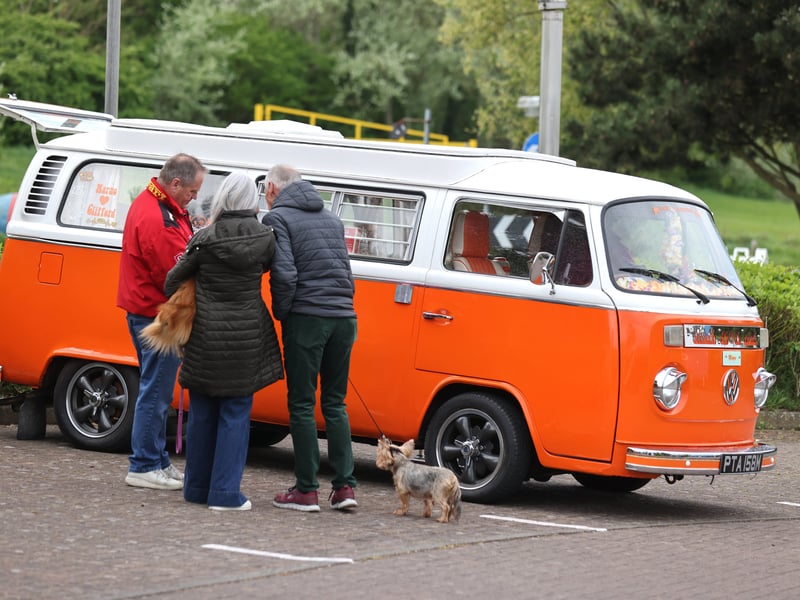 Car enthusiasts rushed to Port Solent to showcase their love for vintage camper vans.